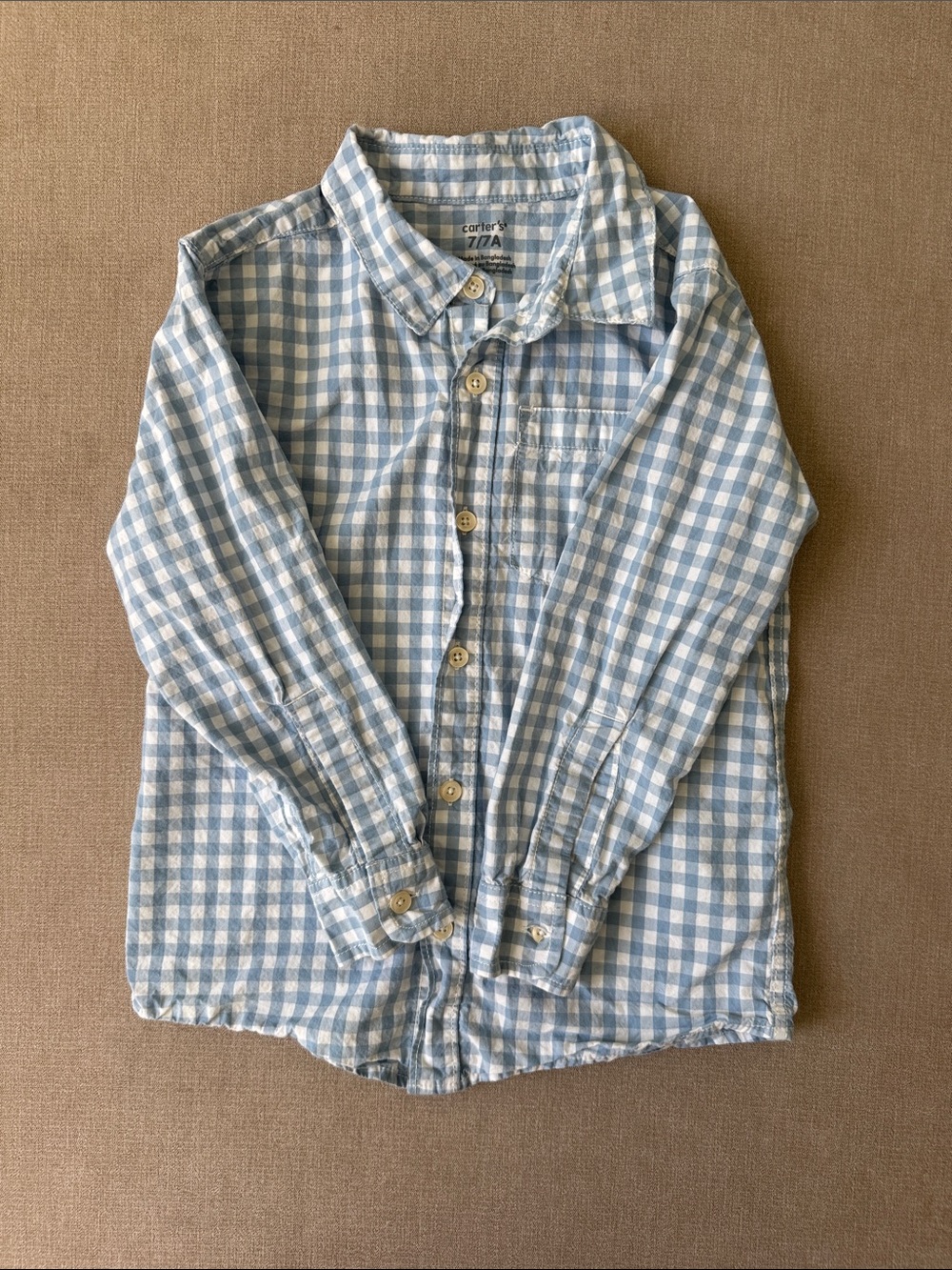 Carter's Blue and White Gingham Button-Down Shirt